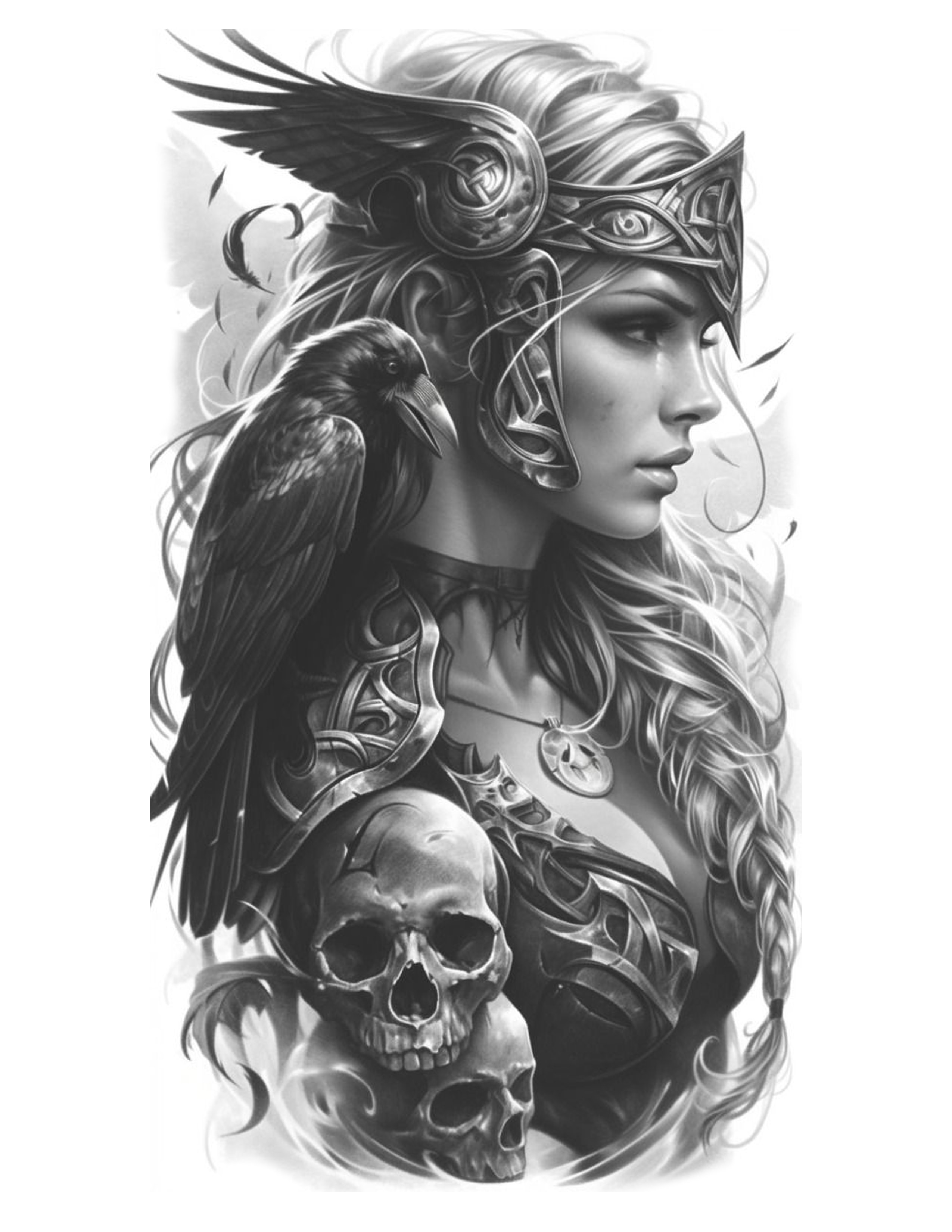 Valkyrie with Raven & Skull