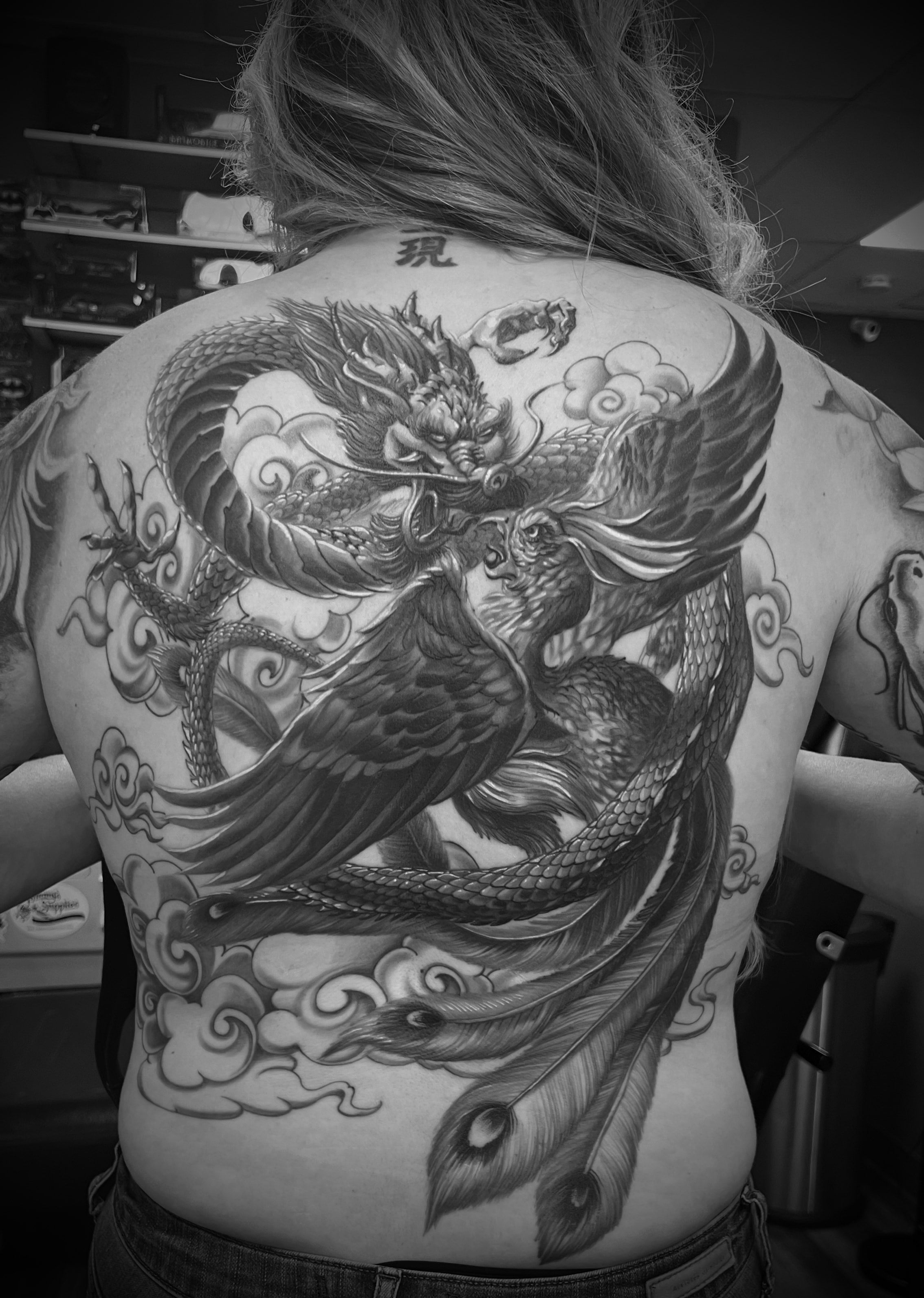 Dragon & Phoenix - WINNER - Best Asian Themed: 2024 Flower City Tattoo Expo